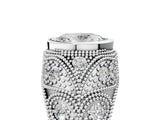 Silver Bezel Set Oval Cut Diamond Milgrain Band Ring_18