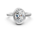 Silver Bezel Set Oval Cut Solitaire Engagement Ring with Classic Band_7