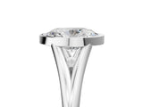 Silver Bezel Set Oval Cut Solitaire Ring with Tapered Band 5
