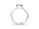 Silver Bezel Set Oval Solitaire Diamond Ring with Smooth Band 3