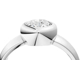 Silver Bezel Set Oval Solitaire Ring with Wide Band 5