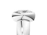 Silver Bezel Set Oval Solitaire Ring with Wide Band