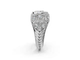 Silver Bezel Set Pear Cut Diamond Milgrain Band Ring_15