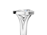 Silver Bezel Set Pear Solitaire Diamond Ring with Smooth Band 5