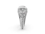 Silver Bezel Set Princess Cut Diamond Milgrain Band Ring_15