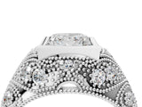 Silver Bezel Set Princess Cut Diamond Milgrain Band Ring_17