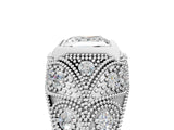 Silver Bezel Set Princess Cut Diamond Milgrain Band Ring_18