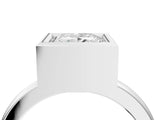 Silver Bezel Set Princess Cut Solitaire Engagement Ring with Classic Band_11