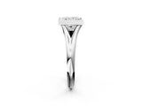 Silver Bezel Set Princess Solitaire Diamond Ring with Smooth Band 2
