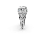 Silver Bezel Set Radiant Cut Diamond Milgrain Band Ring_15