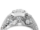 Silver Bezel Set Radiant Cut Diamond Milgrain Band Ring_17