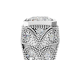 Silver Bezel Set Radiant Cut Diamond Milgrain Band Ring_18