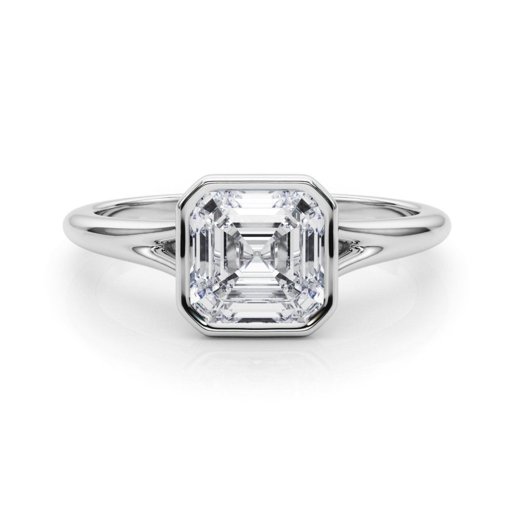 Silver Bezel Set Radiant Cut Solitaire Ring 2