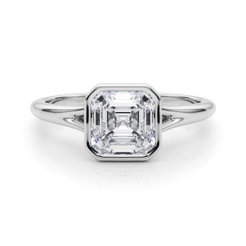 Silver Bezel Set Radiant Cut Solitaire Ring 2
