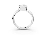 Silver Bezel Set Radiant Solitaire Ring with Wide Band 4