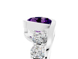 Silver Bezel Set Round Cut Diamond Split Shank Ring_11