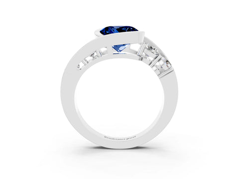 Silver Bezel Set Round Cut Diamond Split Shank Ring_15