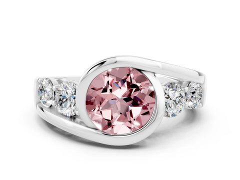Silver Bezel Set Round Cut Diamond Split Shank Ring_18