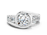 Silver Bezel Set Round Cut Diamond Split Shank Ring_6