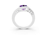 Silver Bezel Set Round Cut Diamond Split Shank Ring_9