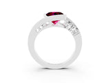 Silver Bezel Set Round Cut Diamond Split Shank Ring_9