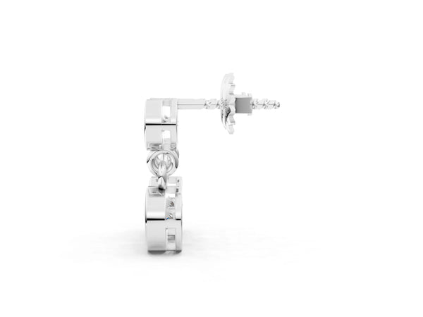 Sterling Silver Round Laboratory-Grown Diamond Double Bezel Drop Earrings