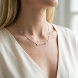 Silver Bezel-Set Round Diamond Station Necklace with Cable Chain_4