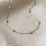 Silver Bezel-Set Round Diamond Station Necklace with Cable Chain_5