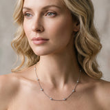 Silver Bezel-Set Round Diamond Station Necklace with Cable Chain_5