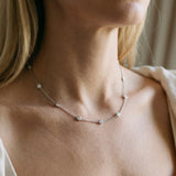 14K White Gold 2.65 Carat E VS Bezel-Set Round Diamond Station Necklace