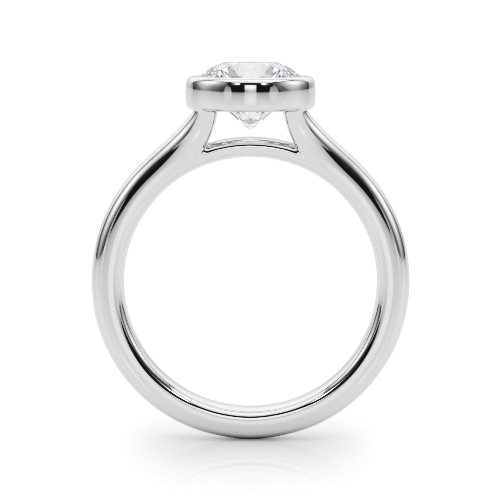 Silver Bezel Set Round Solitaire Diamond Ring with Smooth Band 1