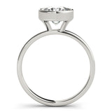 Silver Bezel Set Round Solitaire Ring with Plain Band