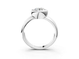 Silver Bezel Set Round Solitaire Ring with Wide Band 4