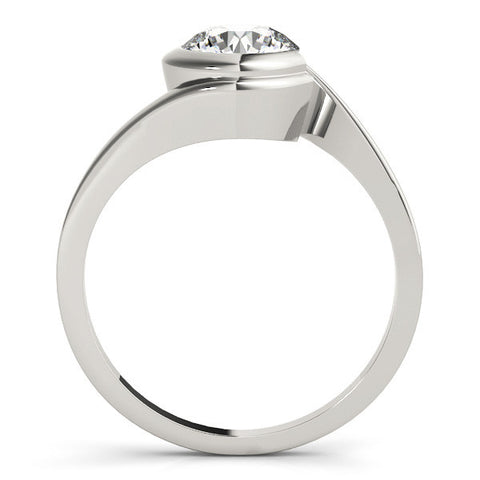 Silver Bezel Set Round Solitaire Twist Band Ring