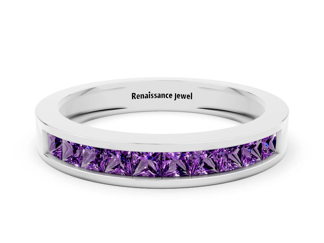 Silver Channel Set Princess Cut Amethyst Eternity Band_36