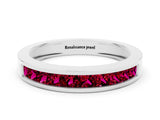 Silver Channel Set Princess Cut Garnet Eternity Band_12