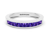 Silver Channel Set Princess Cut Tanzanite Eternity Band_12