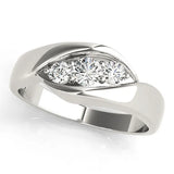 Silver Channel Set Round Diamond Crossover Band