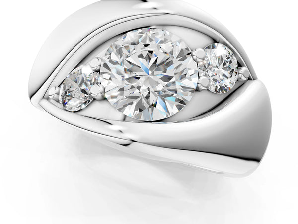 Sterling Silver Round Three Stone Bypass Engagement Ring Setting with Crossover Band