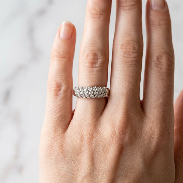 White gold Channel Set Round Diamond Dome Band