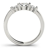 Silver Channel Set Round Diamond Trio Bar Prong Ring 2