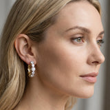 Silver 3.20 Carat E VS Channel-Set Round Diamond Two-Tone Hoop Earrings with Claw Prong Setting