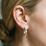 Silver 3.20 Carat E VS Channel-Set Round Diamond Two-Tone Hoop Earrings with Claw Prong Setting