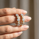 Silver 3.20 Carat E VS Channel-Set Round Diamond Two-Tone Hoop Earrings with Claw Prong Setting