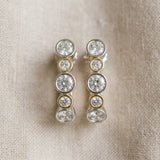 Silver 3.20 Carat E VS Channel-Set Round Diamond Two-Tone Hoop Earrings with Claw Prong Setting