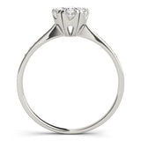 Silver Cluster Radiant Diamond Pavé Band Flower Prong Setting Ring