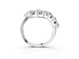 Silver Curved Diamond Cluster Band - Round Stones, Split Shank, Prong Setting_15