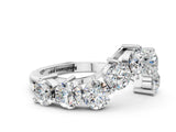 Silver Curved Diamond Cluster Band - Round Stones, Split Shank, Prong Setting_24