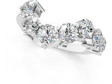 Silver Curved Diamond Cluster Band - Round Stones, Split Shank, Prong Setting_25