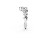 Silver Curved Diamond Cluster Band - Round Stones, Split Shank, Prong Setting_26